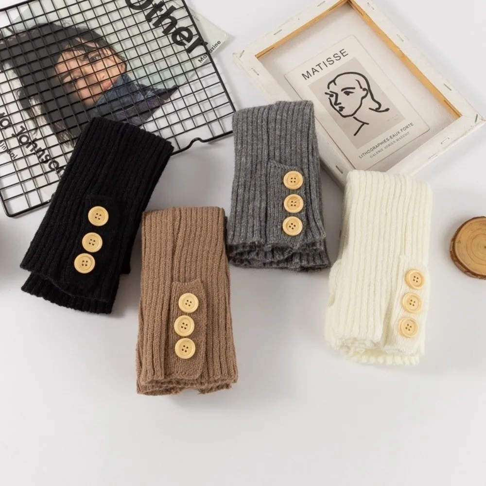 New Solid Color Leg Warmers Thickened Harajuku Middle Tube Socks Button Pile Sock Autumn And Winter