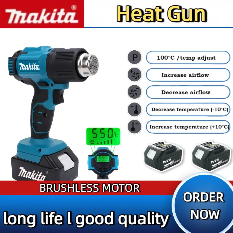 

Makita 18V Cordless Handheld Hot Air Gun With LED Display Soldering Thermal Blower 550°C Temperature Control Heat Gun