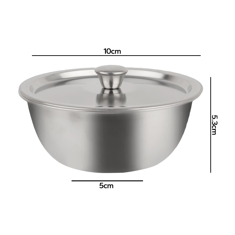 304 Stainless Steel Steamed Egg Bowl With Lids Kitchen Tableware Fruit Salad Dessert Soup Bowl Food Container Rice Noodles Bowl