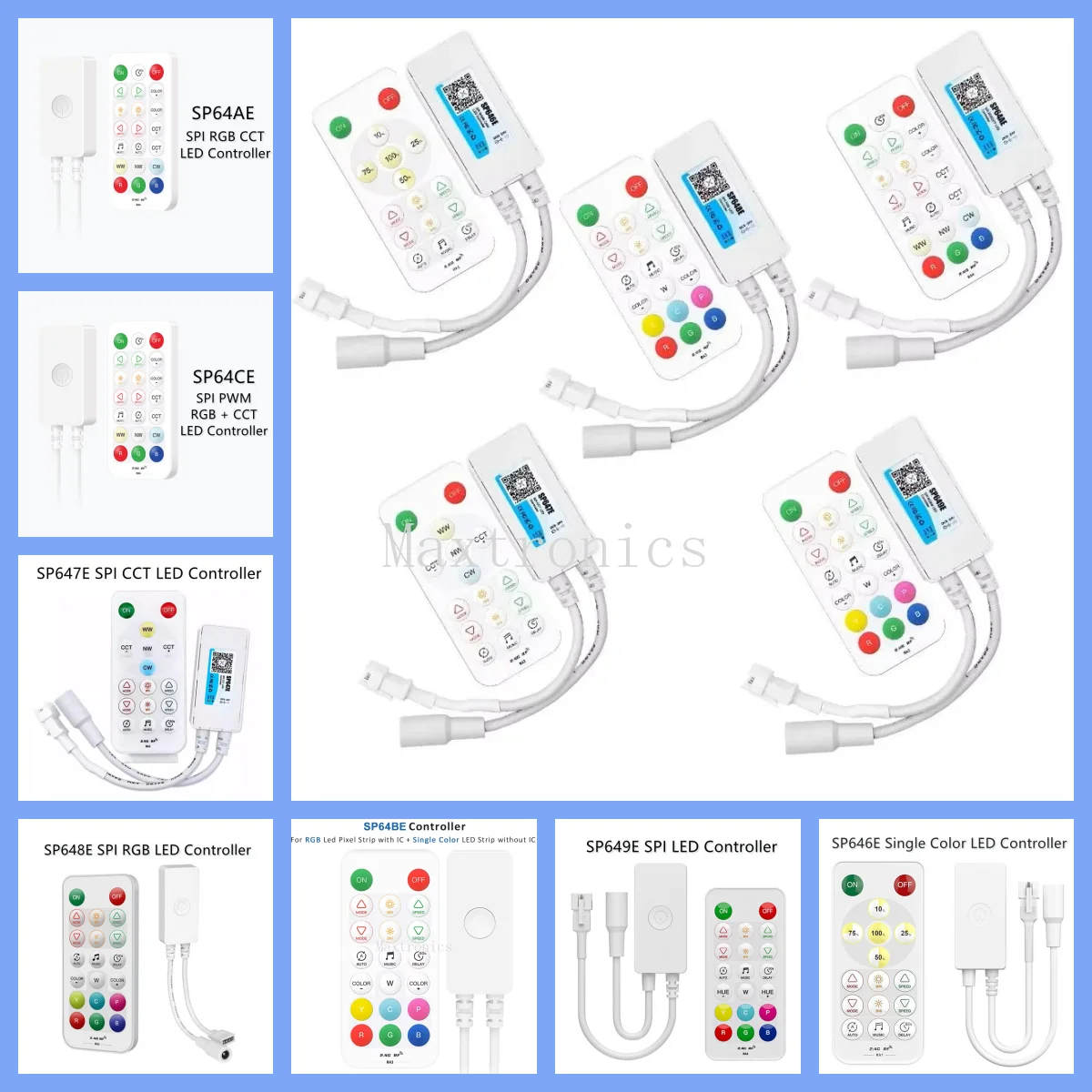 LED Controller SP63AE Music Controller 2.4G Remote Bluetooth APP Control for SPI DIM RGB RGBW CCT RGBCCT Pixel LED Strip
