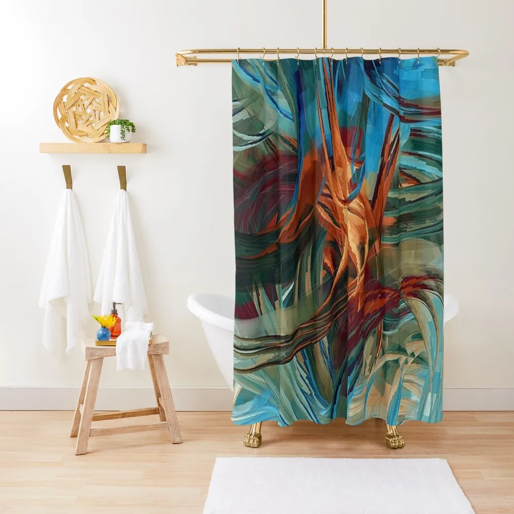 

Informal Orange Brown White Blue Shower Curtain Bathroom Shower Waterproof Bathroom Shower Curtain