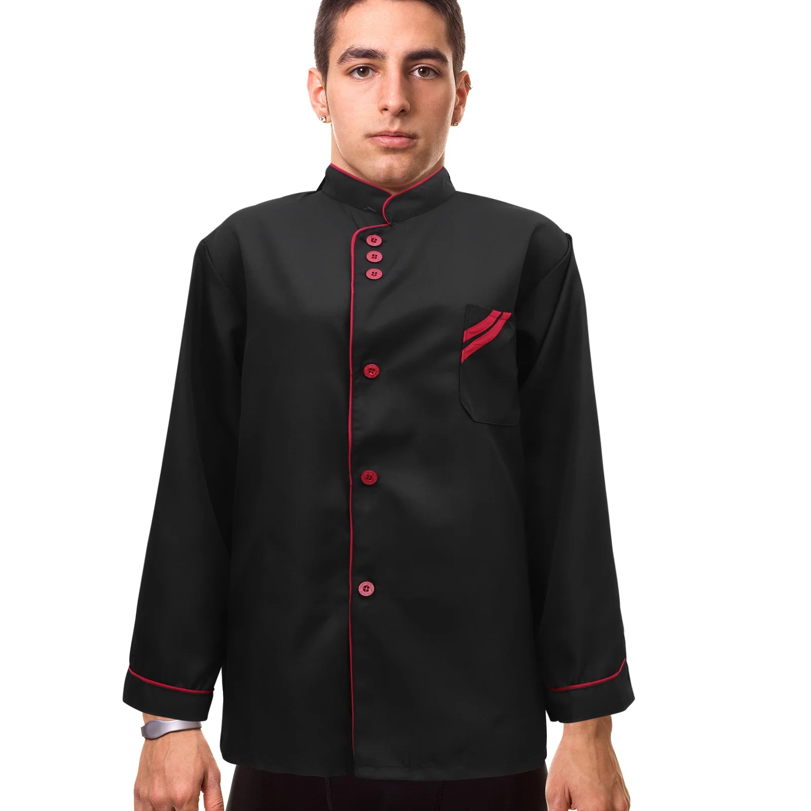 Dolma Food Service Uniforme de cozinha para homens e mulheres, jaqueta Chef, camisa de cozinha, casaco preto, manga comprida, Filipinas