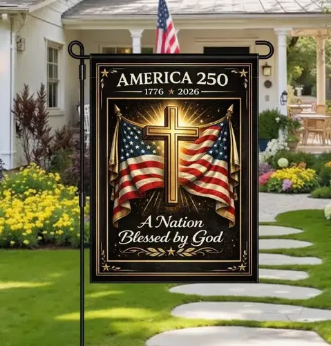 250 Years of Blessing Garden Flag USA Patriotic Christian Eagle Decor AAV