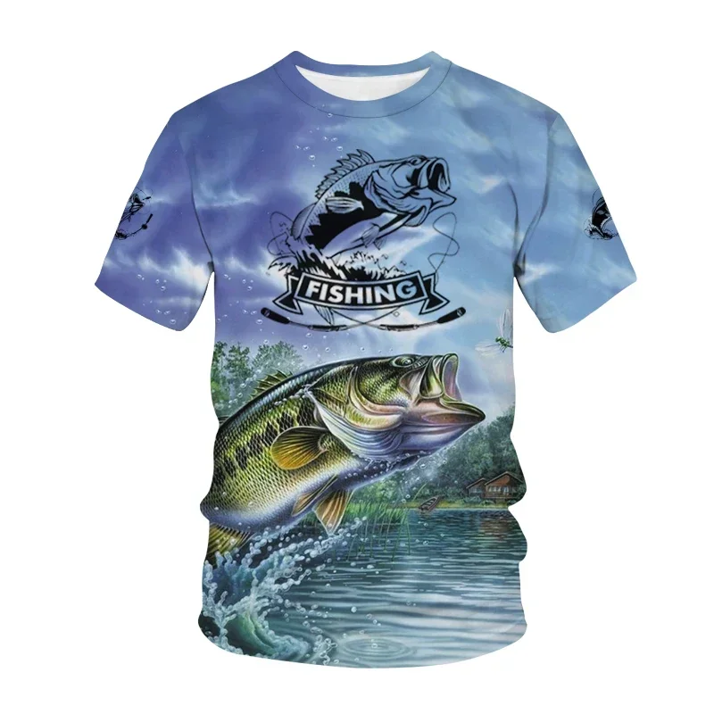 Fashion New Deep Sea Fishing 3D Printed T-shirt Outdoor Fisherman O Neck Short-sleeved Y2k Shirt Men\'s and Women\'s Hunting Tops