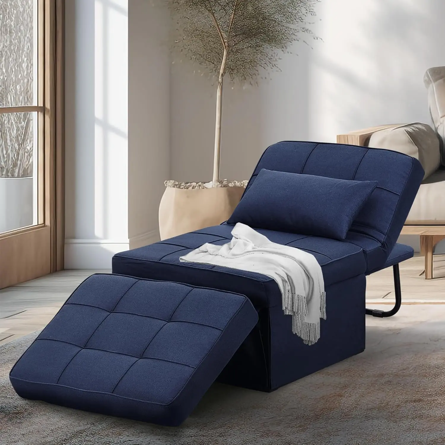 Convertible Sofa Bed,4-in-1 Multi-Functional Futon Chair Bed, Folding & No Installation Sofa Couch with Adjustable Backrest