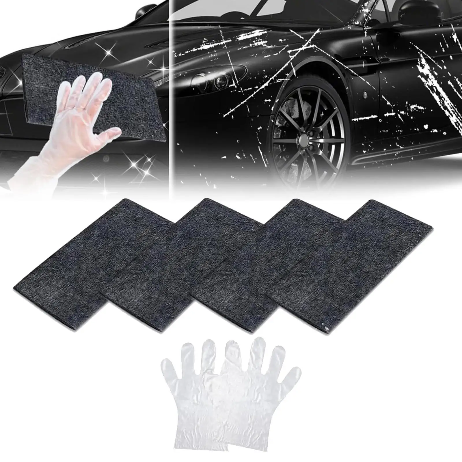 4 Pieces Generic Nano Cleaning Cloths for Car Scratches Erase Car Scratches Practical Accessories for Car Paint Water Spots