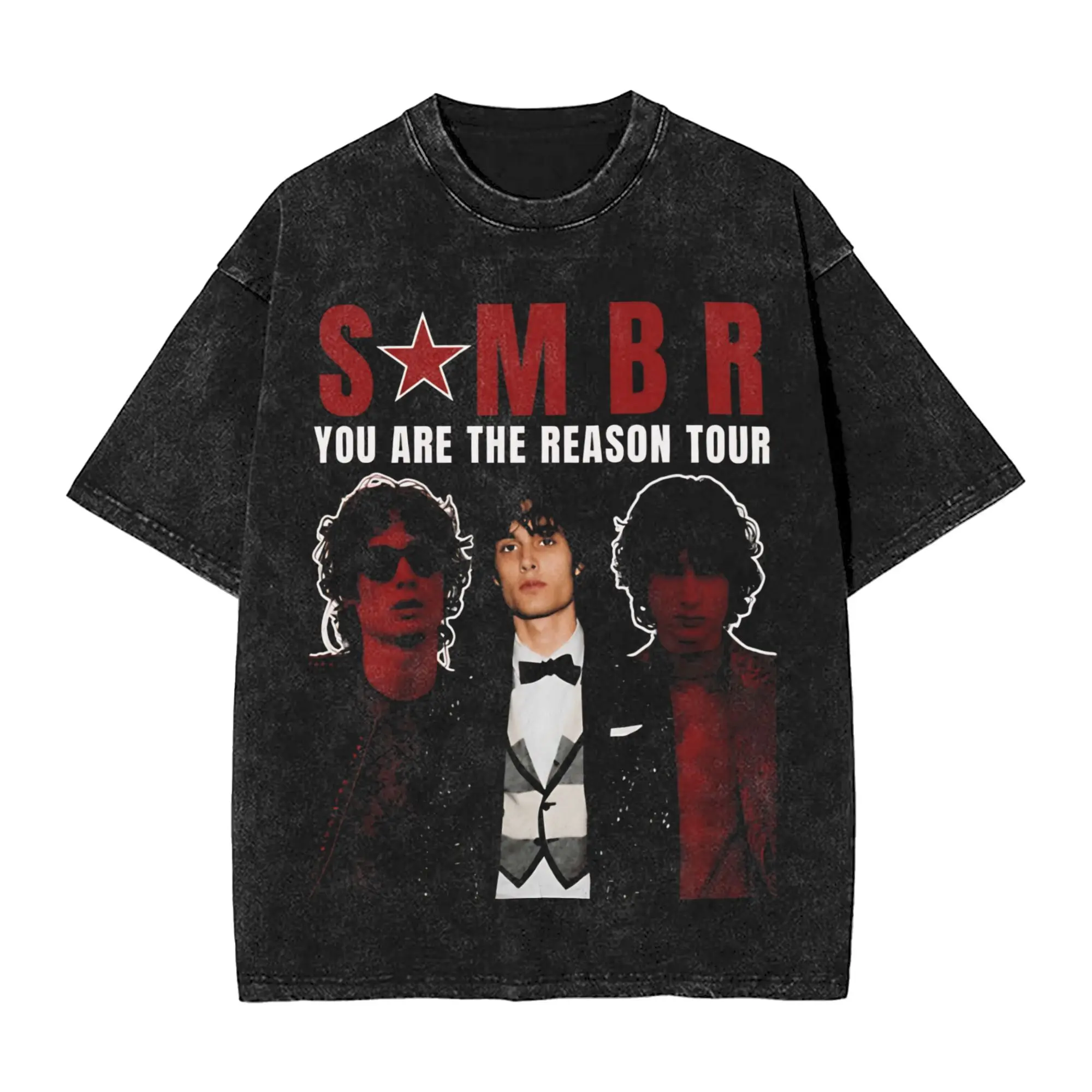 Sombr Youare The Reason World Tour 2026-2027 Washed T Shirts Streetwear Hip Hop Vintage T-Shirts Tee Shirt Men Women