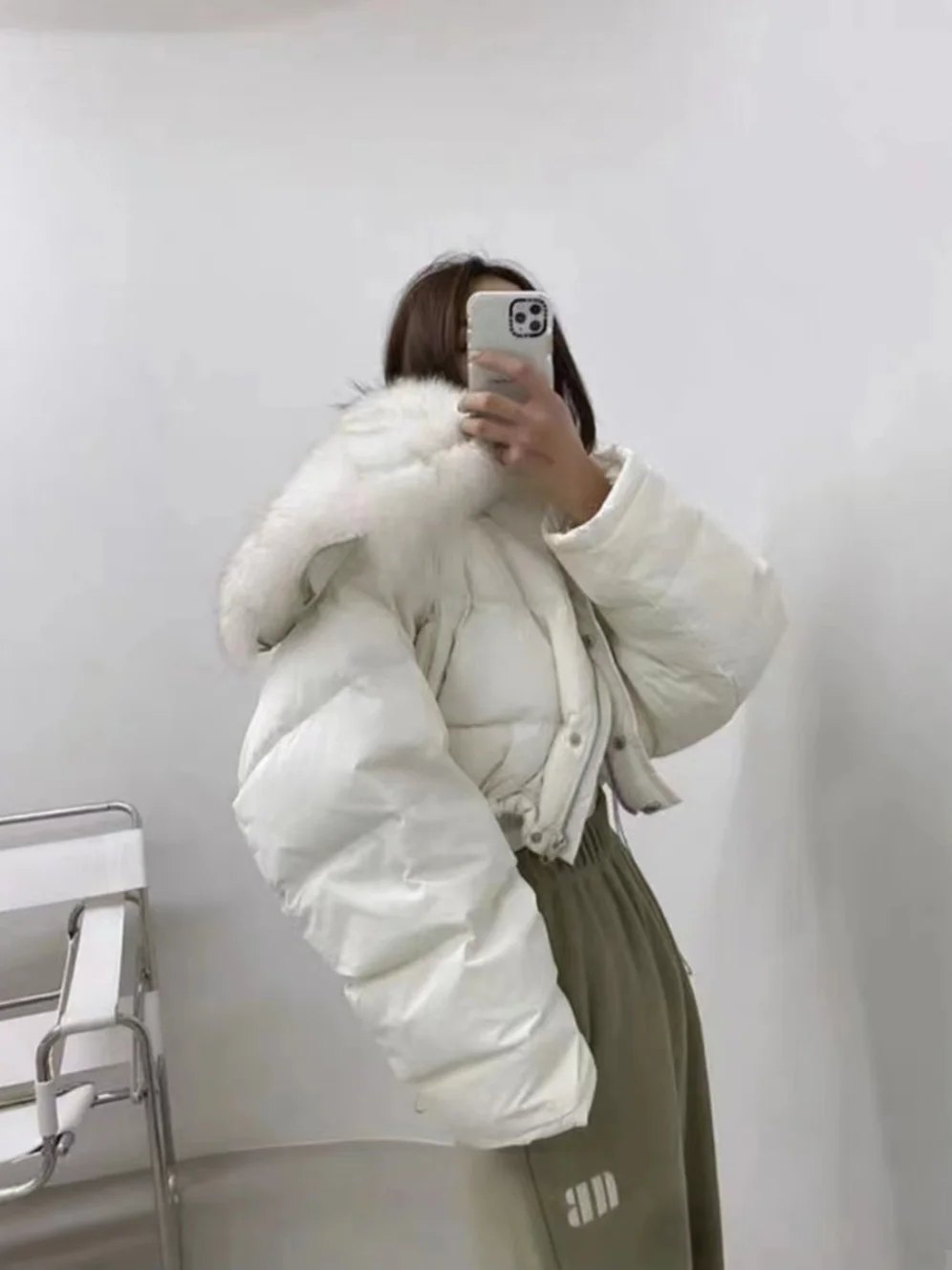  Fur Collar Thiened ort Cotton Jaet Women's Retro Sle Warm Bread Clothes Loose Fit Commute Zipper Long Sve Coat
