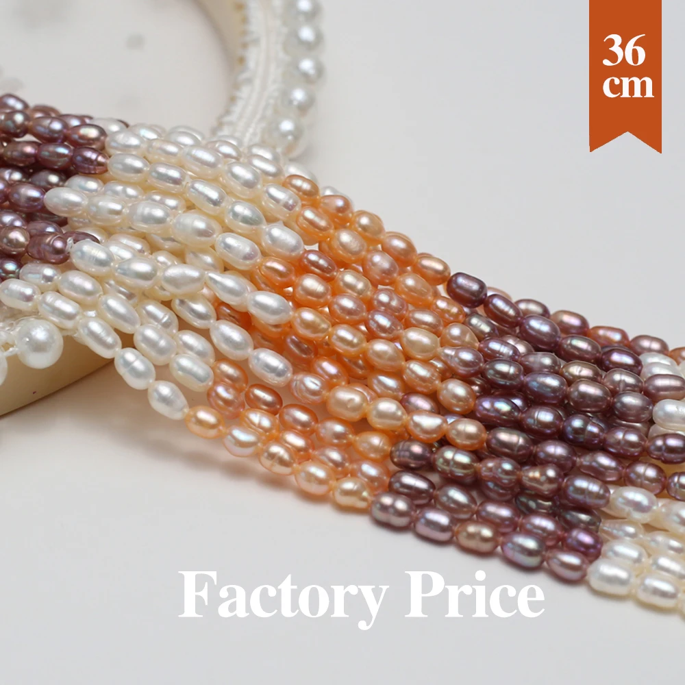 

3-4mm Natural Freshwater Pearl Beads Rice Shape Mixcolor Pearl Loose Spcer Beaded for Making DIY Jewelry Necklace Bracelet 36cm