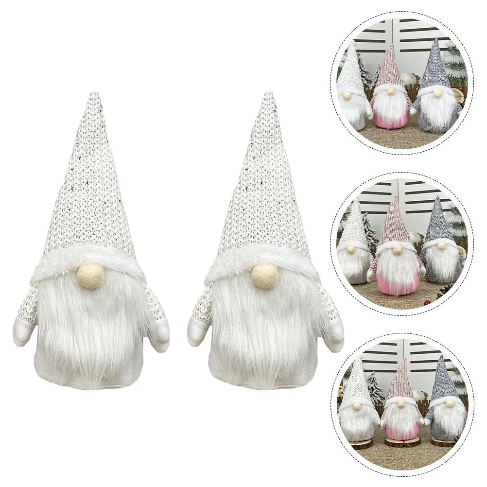 Christmas Gnome Decoration Set 2pcs Festive Home Decor for Shelf Table Desk Sofa Bookcase Desktop Ornament