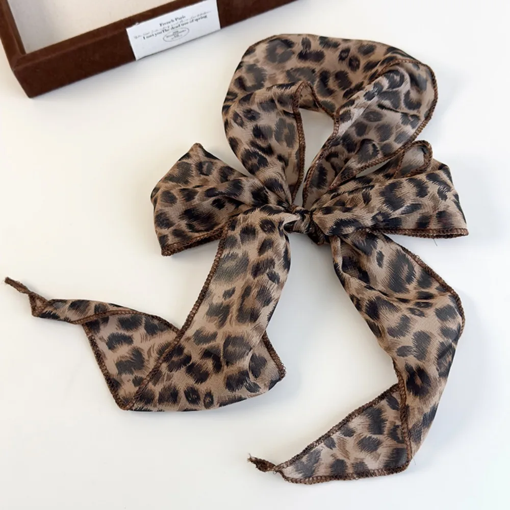 

Trendy Leopard Print Scarf Belt Polka Dot Boho Hair Band Head Wrap Luxe Versatile Satin Accessories Women Neckerchief