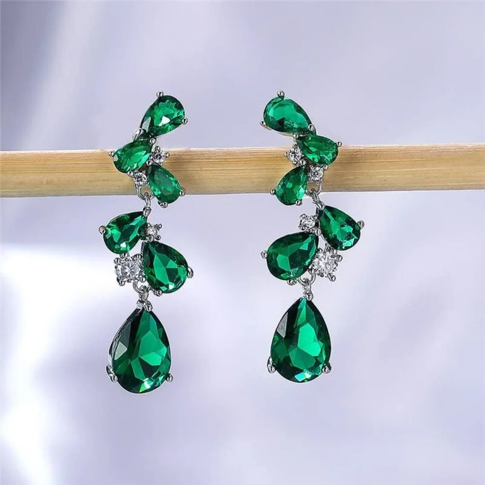 Light Luxury Women's Purple Water Drop Earrings Exquisite Crystal Zircon Temperament High-end Earrings