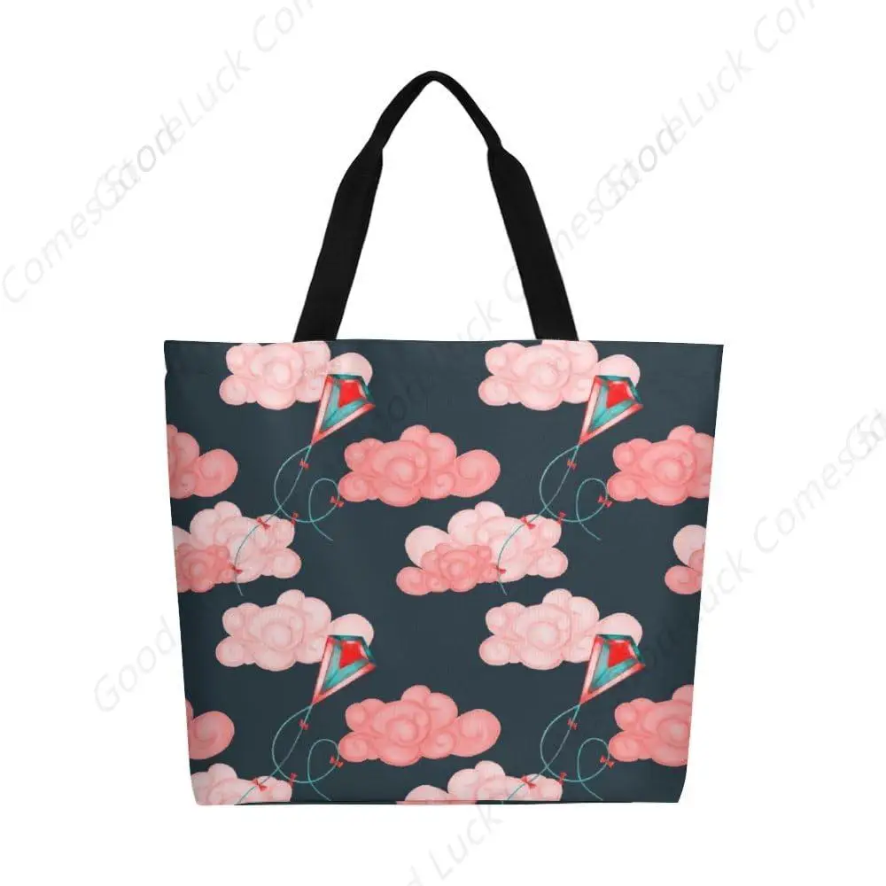 

Сумка для продуктов, большие складные сумки, многоразовая сумка на плечо, весенние облака, цветение, моющиеся в машине сумки для женщин