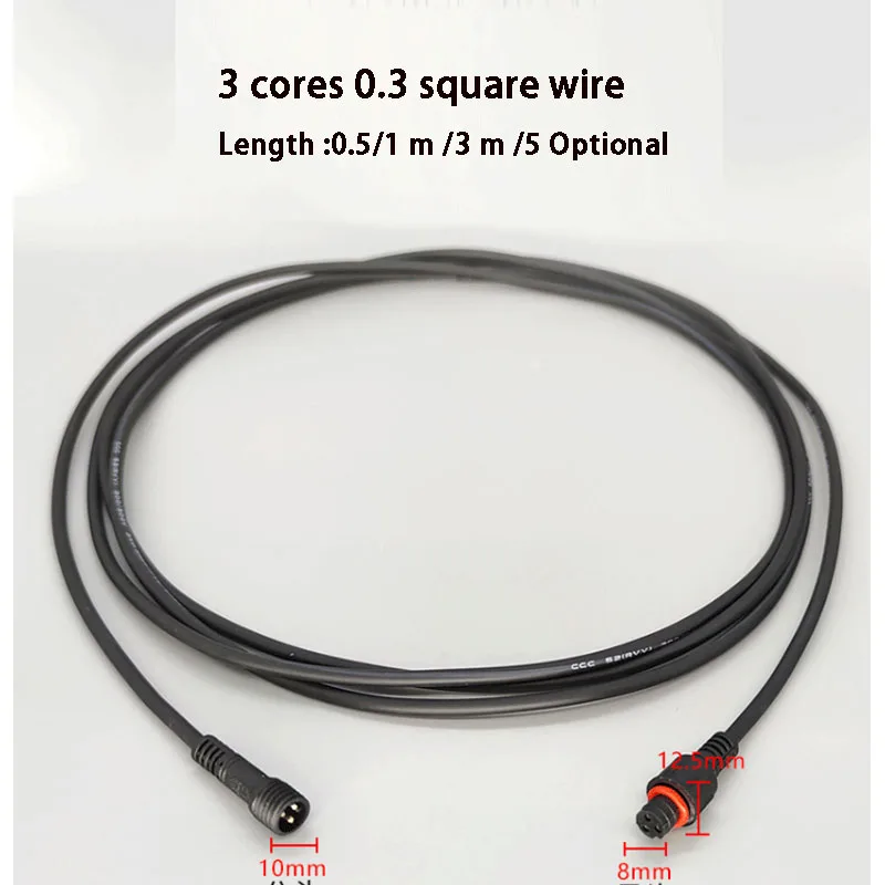 Waterproof Plug Extension Cable Male/Female Docking Connector 0.5-5m 3-Core 0.3/0.5/0.75/1-2.5sq LED Light Socket Quick Wiring