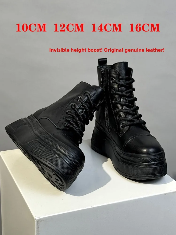 

Невидимые удлиняющие ботинки ort 2 см. Женские кожаные зимние повседневные ботинки на платформе Thi Bot на платформе с круглым носком.