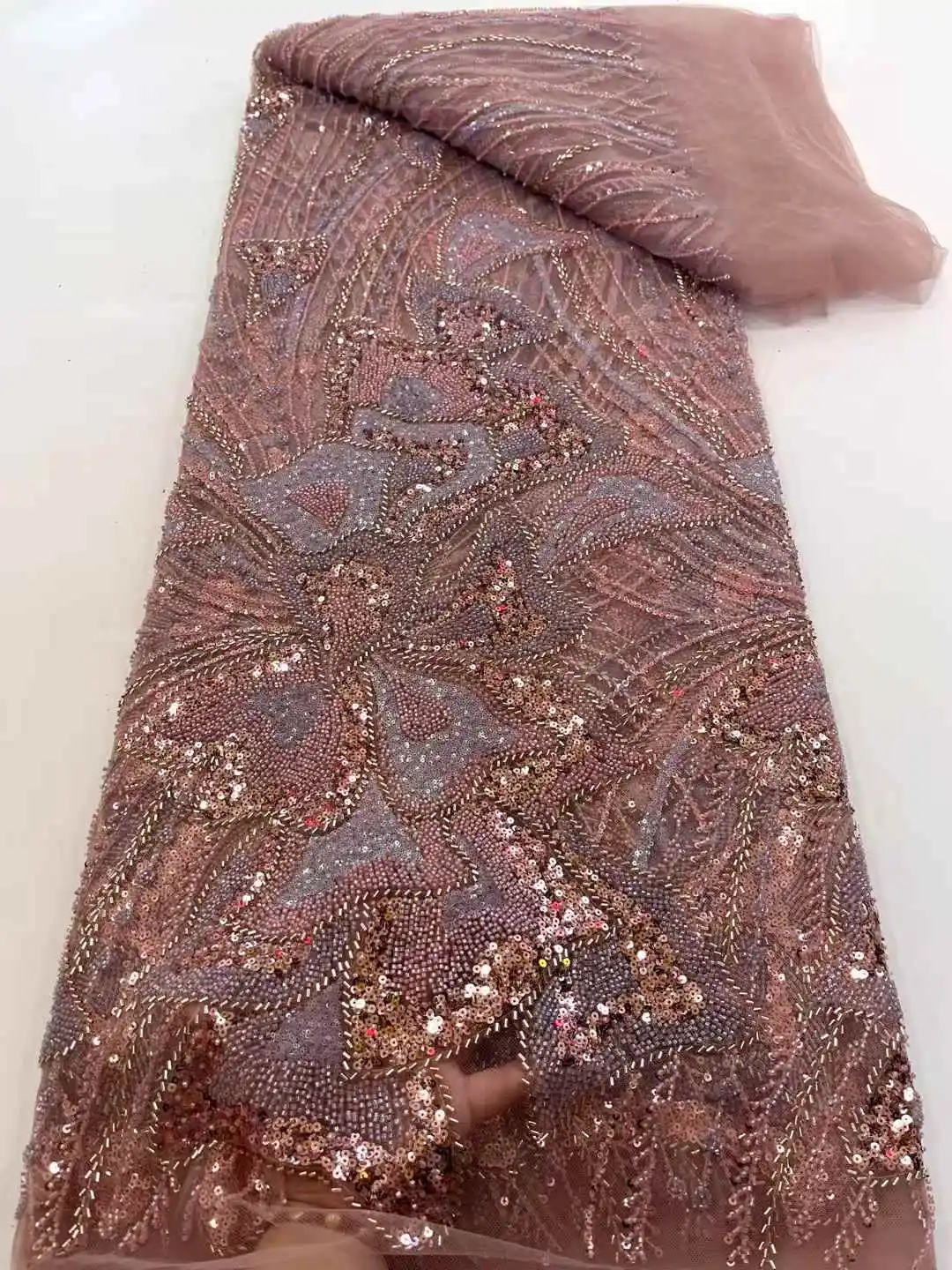 Роскошная африканская кружевная ткань с вышивкой бисером, 2025, высококачественная французская тюлевая ткань с блестками для нигерийской свадьбы