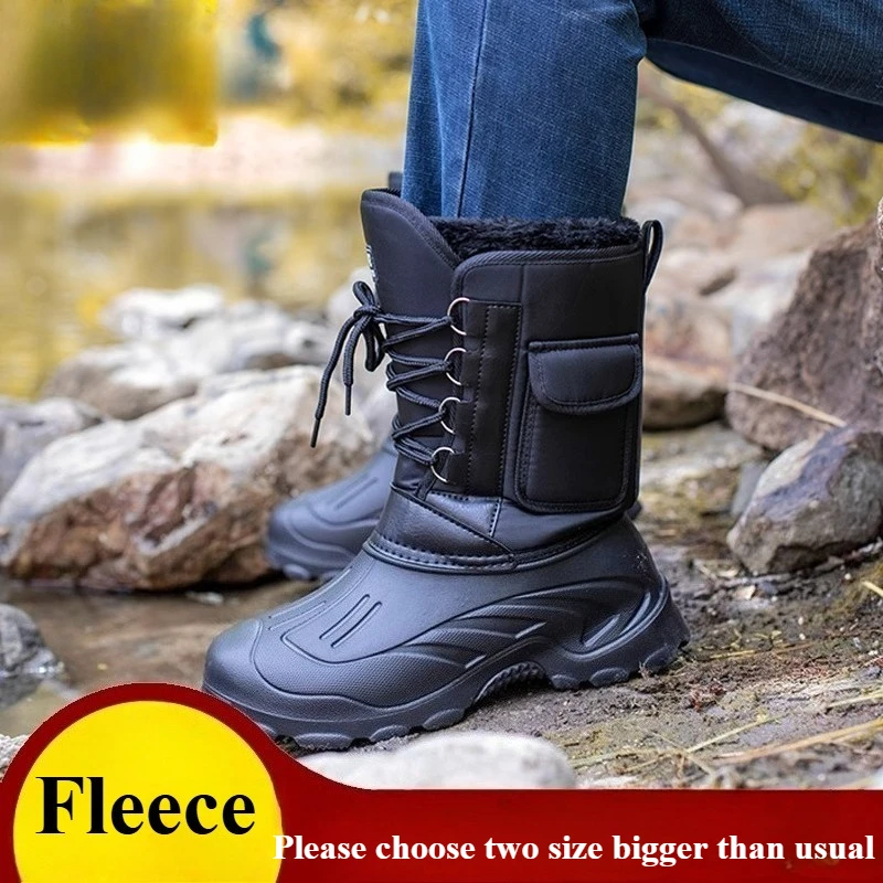 Winter Warm Fishing Boots Men Non-slip Waterproof Fishing Shoes Special Thickened Fishing Supplies Snow Ice Waders 40-46