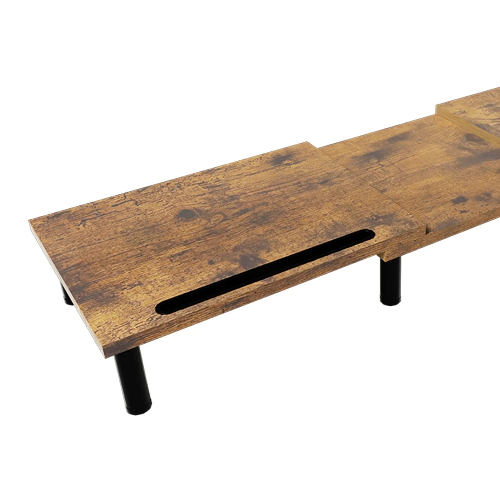 Dual Monitor Stand Riser Smartphone Holder Adjustable Length & Swivel Angle Wood Computer Monitor Stand PC Riser for 2 Monitors