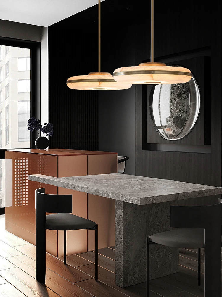 

Italian Minimalist Real White Marble Disk LED round Pendant Lights Lighting,Lustre Fixture Pendant Lampara for Kitchen,Dimmable
