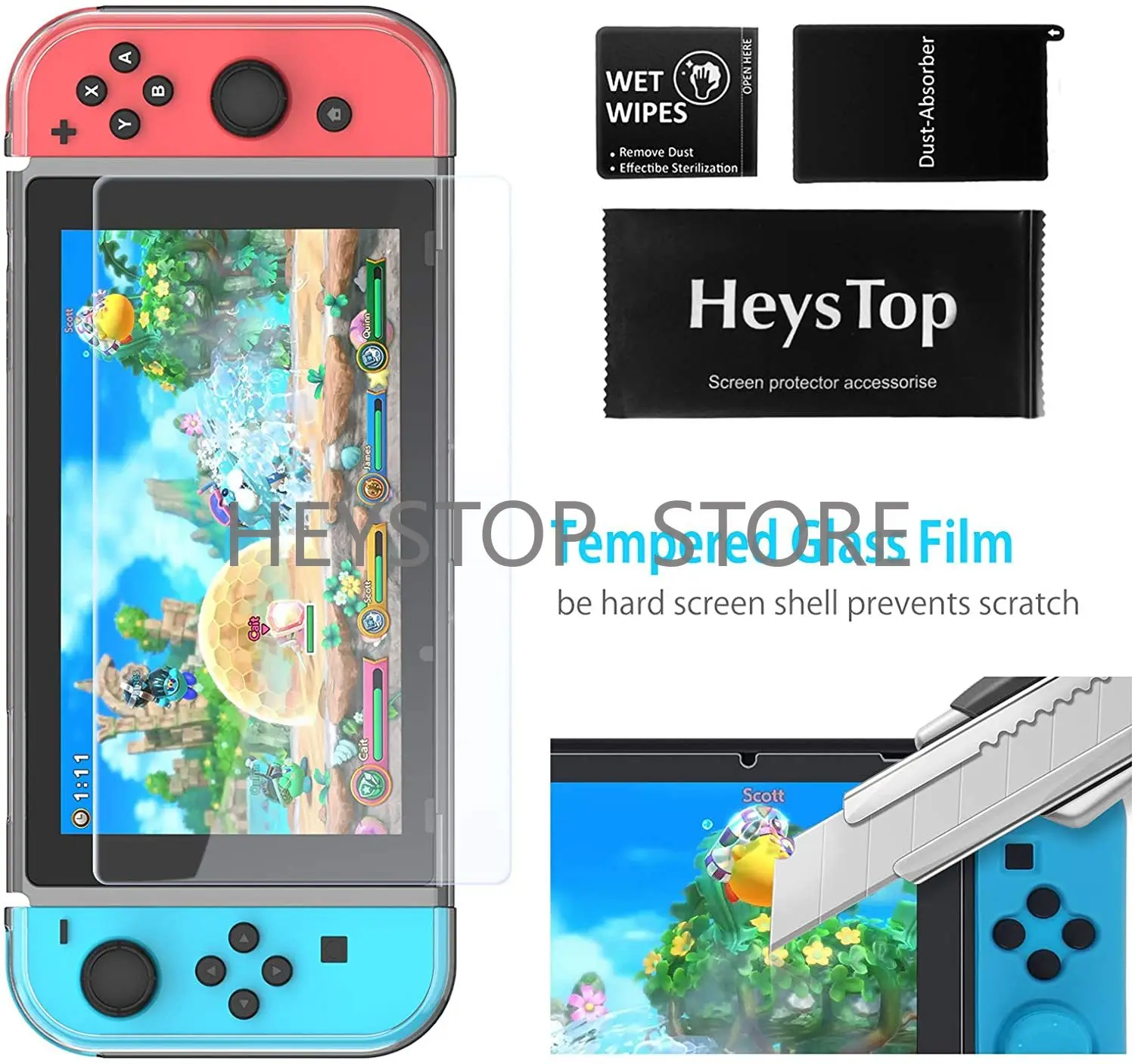 Caso heystop compatível com nintendo switch capa protetora clara dockable para nintendo switch e controlador joy-con