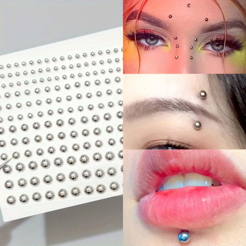 1/2pc Acrylic Drill Sticker 3/4/5/6/mm Silver Plated False Lip Nail Eyebrow Facial Decoration Sticker Drill Y2K