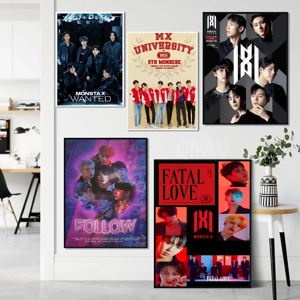 1pc-Kpop Monsta X Poster Paper Print Home Living Room Bedroom Entrance Bar Cafe Art Painting Decor