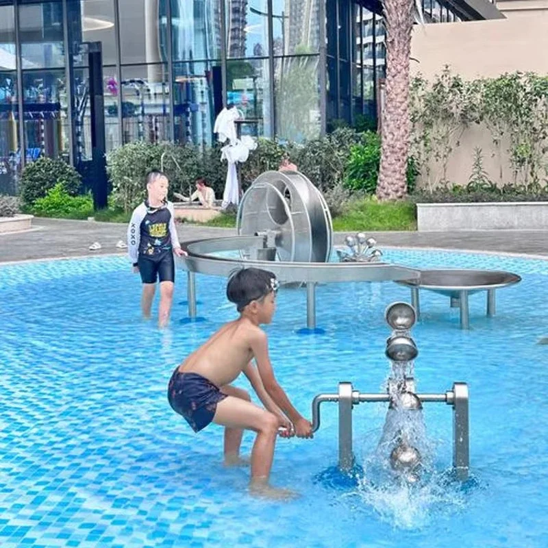 Stainless Steel Big Bucket Wheel Water Play Equipment for Kids Outdoor Parks and Water-Themed Playgrounds