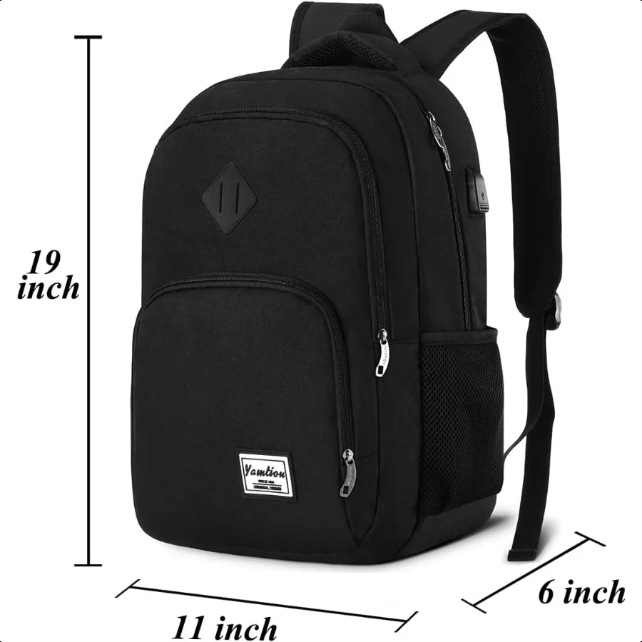 حقيبة ظهر للرجال والنساء حقيبة ظهر مدرسية للمراهقين مقاس 15.6 بوصة حقيبة كتب للكمبيوتر المحمول مع منفذ شحن USB لـ Busin Work College T #3