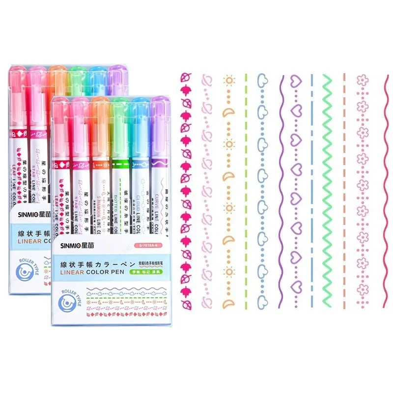 

Контурные ручки в форме цветка, изогнутый роликовый наконечник, маркер, милые канцелярские принадлежности, каваи, граффити, школьные художественные принадлежности, TMZ