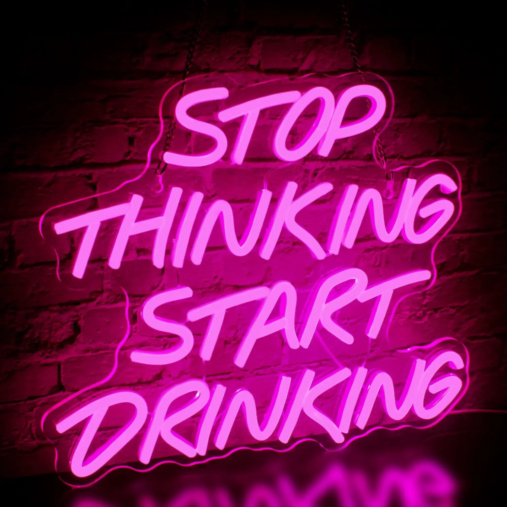 Stop Thinking Start Drinking Neon Light Signs for Wall Decor USB Powered Led Neon Sign for Home Bar/Party/Club/Pub Decor