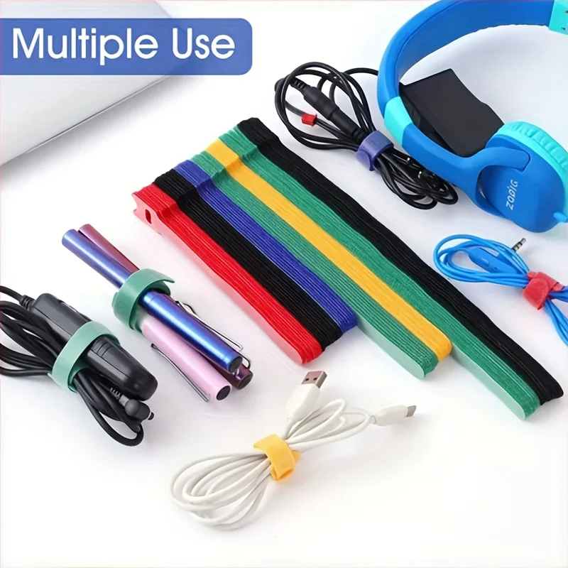 30PCS USB Cable Organizer Winder Ties Wire Management Holder Reusable Clip Protector Nylon Strap Mouse Earphones Hoop Tape