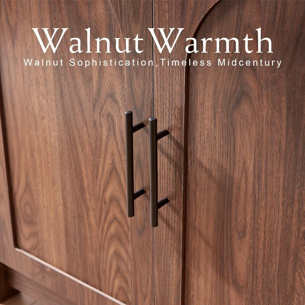 Mid-Century Rattan Door Display Cabinet - 69.3 Tall Rounded Bookcase with Open Shelves