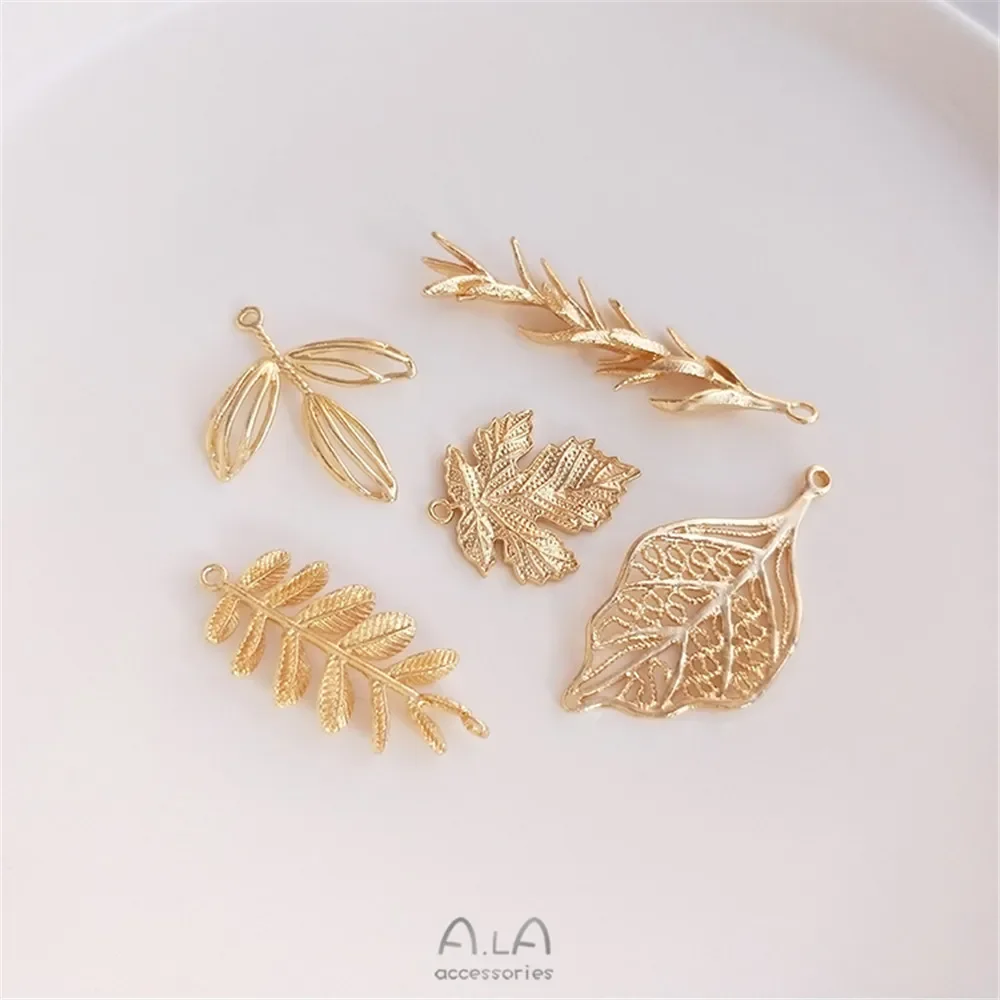 Preserve Color 14K Gold Maple Leaf Willow Pendant DIY Handmade Tassel Earrings Hairpin Pendant