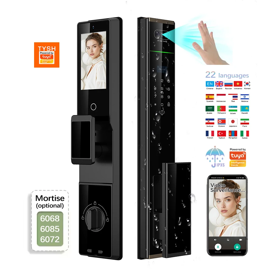 

STLF Automatic Fingerprint Lock Plan Vein 3d Recognition Video Call Tuya Wifi App Digital Door Lock Outdoor Waterproof