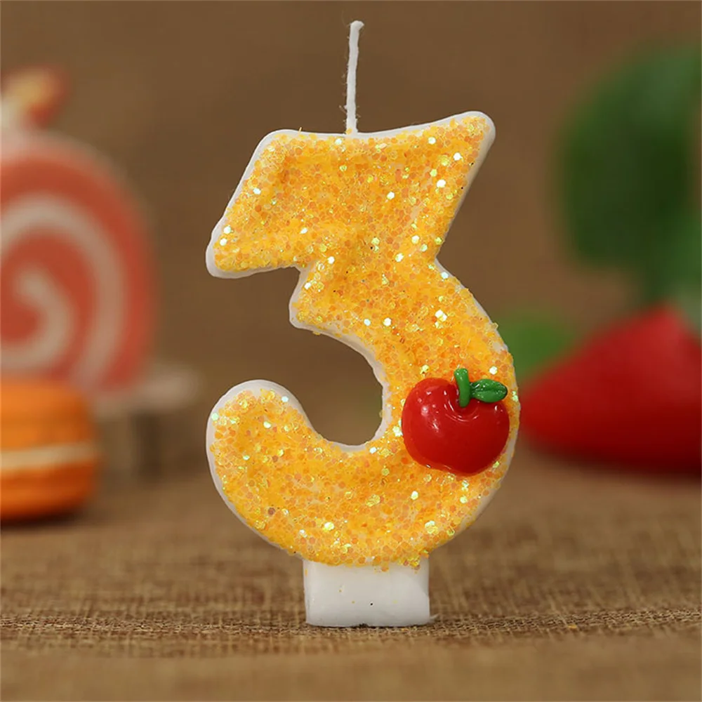 3D Apple Designed Digital Candle Cake Topper Number 0-9 Birthday Candle Decorations Happy Birthday Candles Anniversaries ﻿