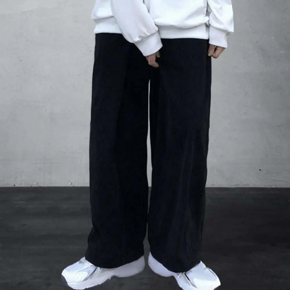 

Brown Black Corduroy Pants Men Fashion Retro Oversized Casual Pants Men Streetwear Loose Hip-hop Wide-leg Pants Mens Trousers