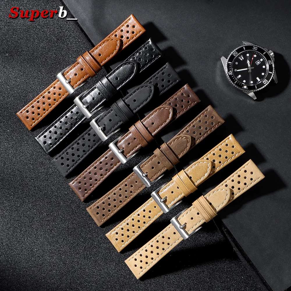 Vintage Calfskin Watch Strap 18mm 20mm 22mm Universal Cowhide Watch Band Breathable Bracelet for Men Women Sport Wristwatch Band