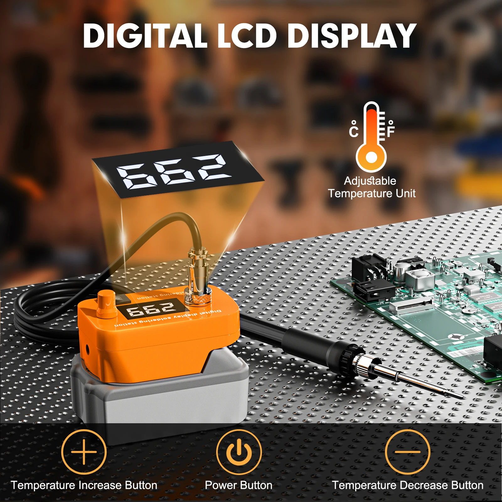 Nananuu Cordless Soldering Iron For Dewalt Li-ion Battery Digital Display Quick Heating 60W PCB Soldering Welding Power Tool