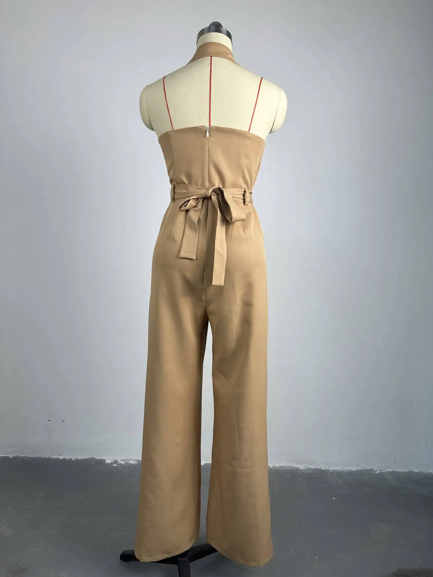 Sexy Long Jumpsuits Overalls for Women Solid Sleeveless Halterneck Backless Jumpsuit Summer High-waist Pants Party Jumpsuits