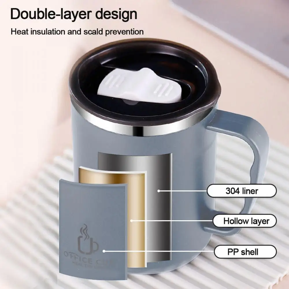 500ml Thermos Mug 304 Stainless Steel Coffee Cup With Handle Leak-Proof Vacuum Flask Insulated Cup Portable Thermal Water Bottle