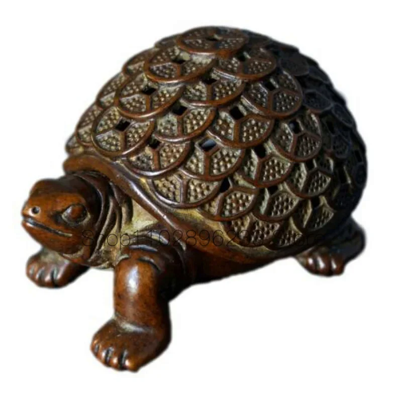 

Brass Turtle Statue Incense Burner Cone Burning Holder Animal Table Zen Decor