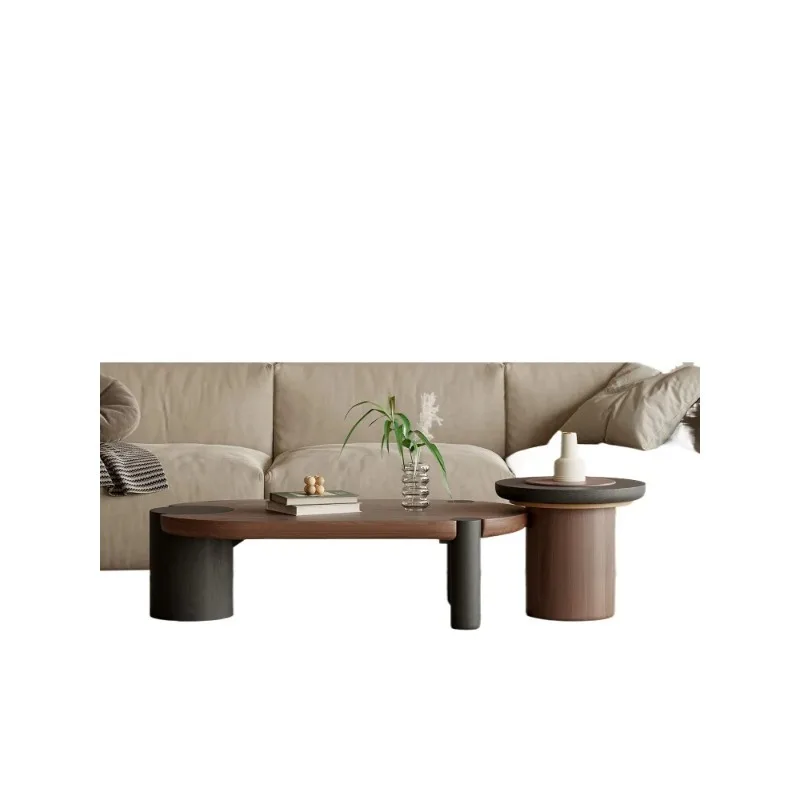 

Designer walnut coffee table 2025 new retro oval coffee table combination