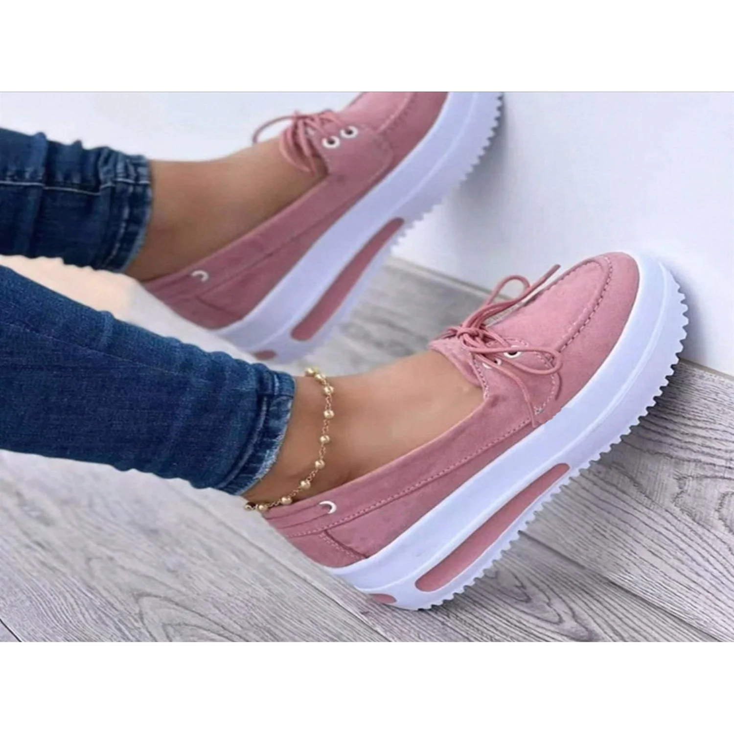 Women's Wide Loafers Shoes Ladies Comfort Walking Shoes Suede Moccasins Wide Platform Shoes Moccasin Penny Loafers Slip On Work