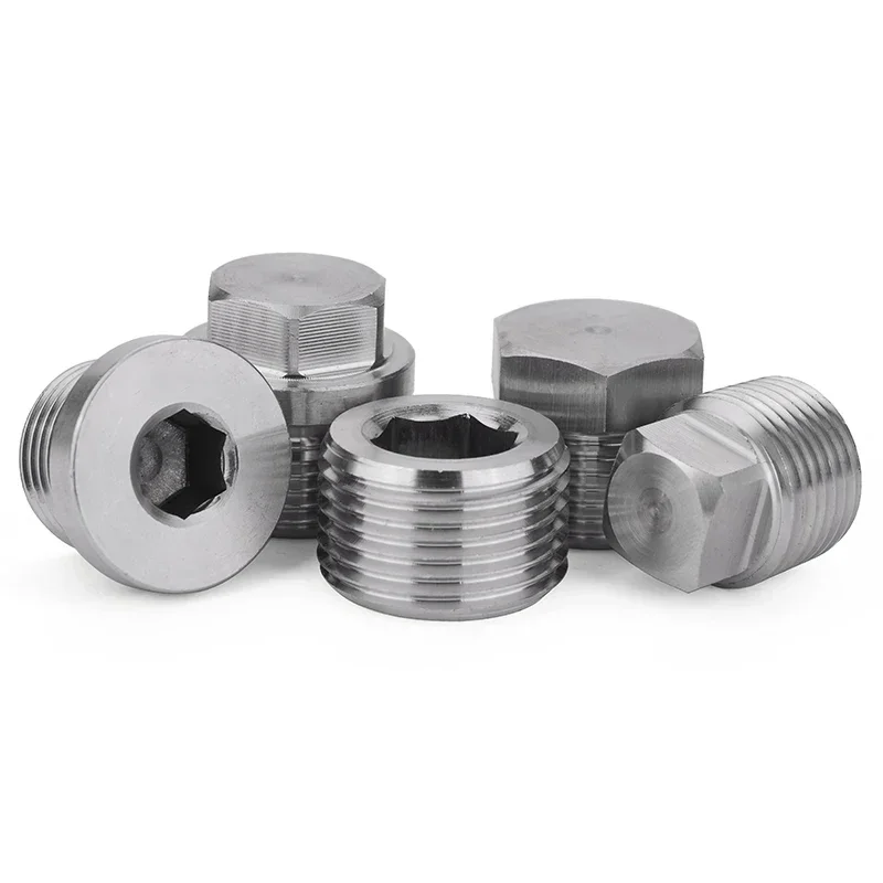 1/8 "1/4" 3/8 "1/2" 3/4 "1" -1-1/2 "BSP NPT maschio flangia svasata esagonale tappo quadrato tappo tappo in acciaio inox 304