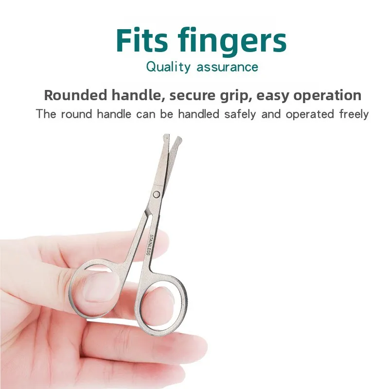 Stainless Steel Round-Tip Nose Hair Scissors Curved Pointed Eyebrow Trimmer Portable Facial Grooming Tool for Beauty Care