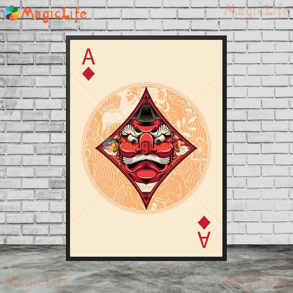 Cartoon Demon Poker Playing Cards Wall Pictures For Living Room Nordic Poster Wall Art Canvas Painting Home Decor Unframed