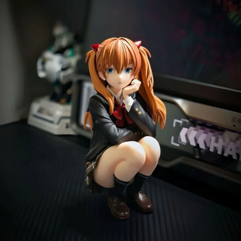 

Высококачественная копия аниме для девочек Asuka в академическом стиле, фигурка на корточках, Коллекционная модель, чехол для настольного ПК, украшение, подарок, художественная игрушка