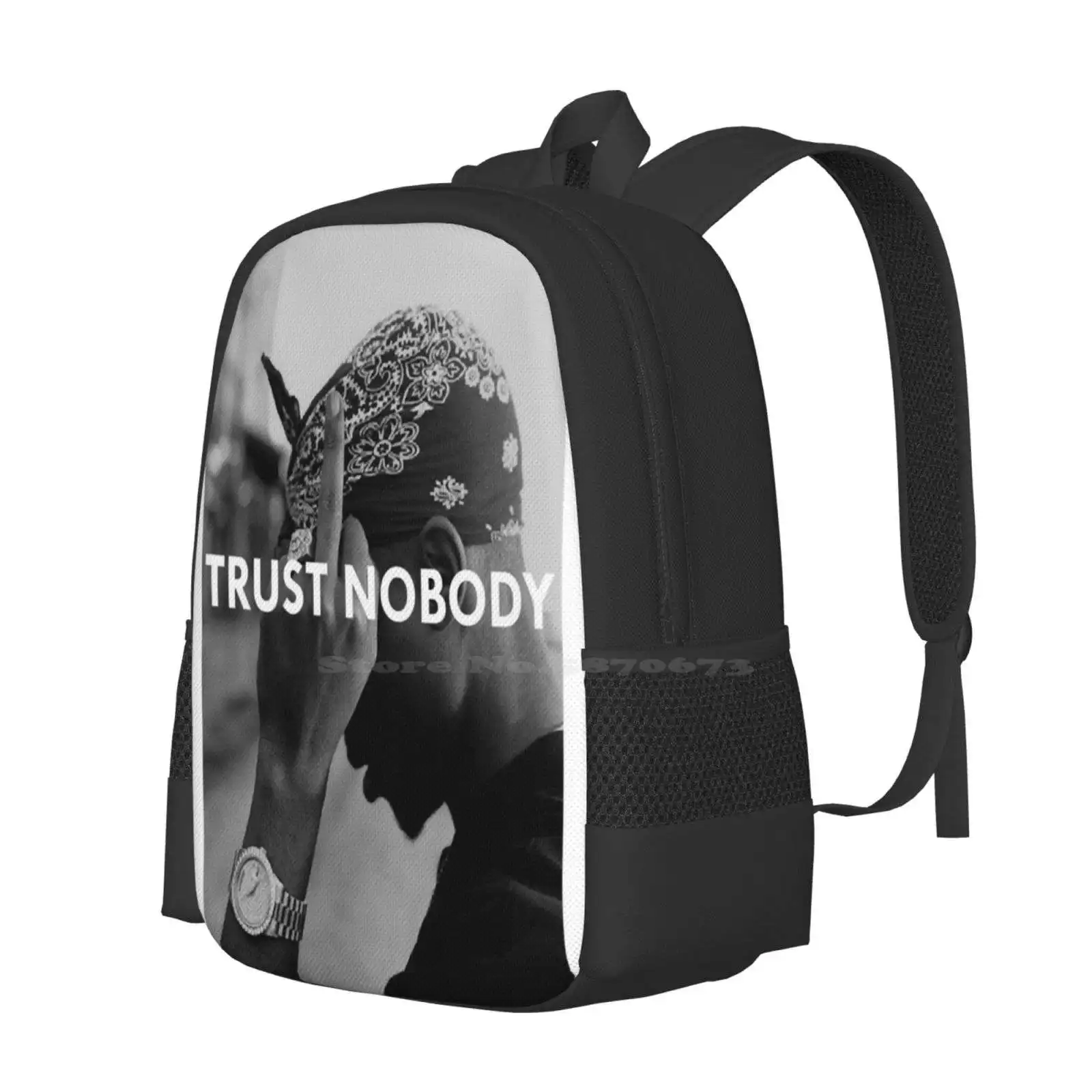 2 Pac Shakur Trust Nobody Funny Gym Sport Running No Pain No Gain 3d Print Design Backpack Student Bag Fun Quotes Vintage Happy