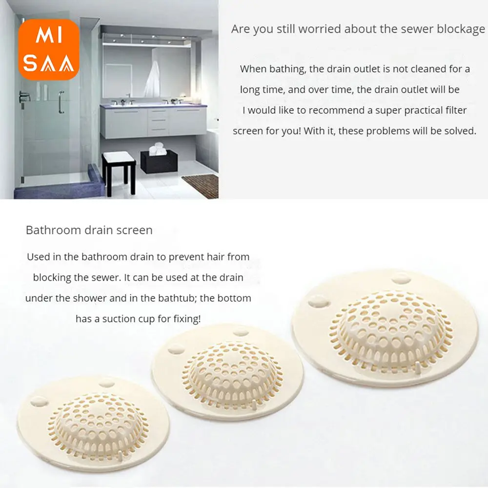 Hair Catcher Deodorant Reusable Beige Kitchen Sink Pad Anti-clogging Silicone Sewer Filter Sink Filter Hair Filter Floor Drain