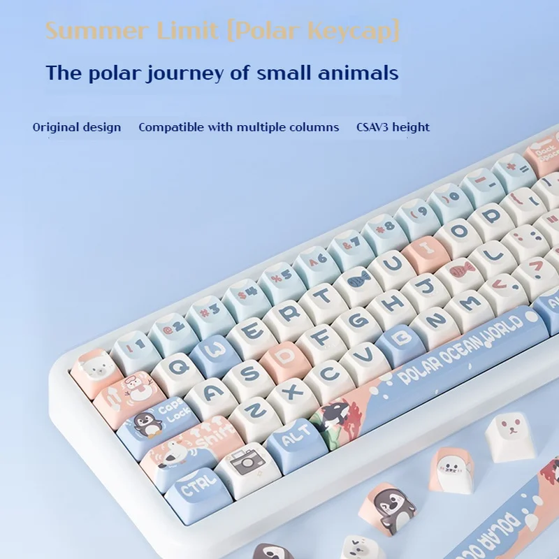 Coolkiller Keycaps Polar Theme Kawaii Keycap 61/68/75/87/98/104 Keys Pbt Hot-plug Mechanical Keyboard Cute Keycaps With Box